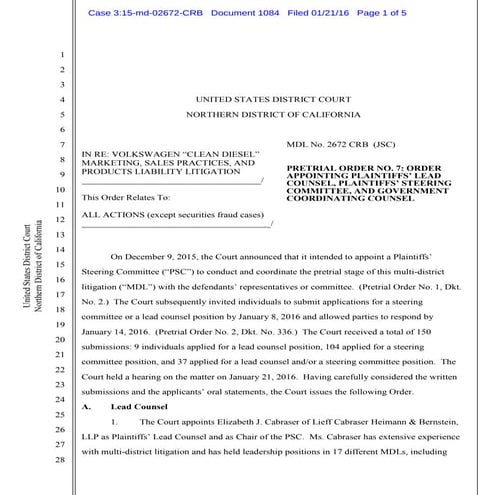 VW Clean Diesel PSC appointments