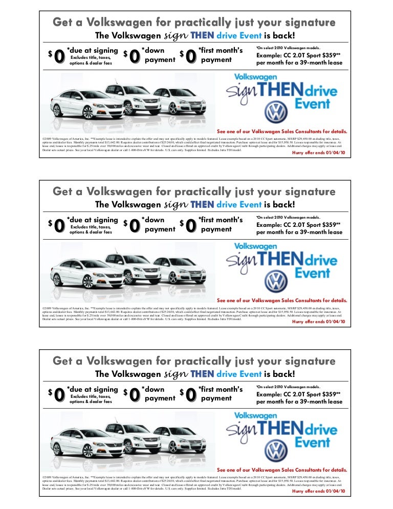 Vw Sign Then Drive Coupon