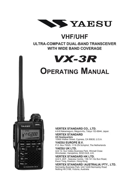 スタンダード FMトランシーバー vx-3（STANDARD VX-3 144/430MHz
