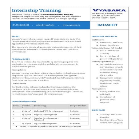 vya.INT - 2019 Summer Internship Program Datasheet