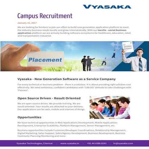 Vyasakaon Campus Recruitment Brochure