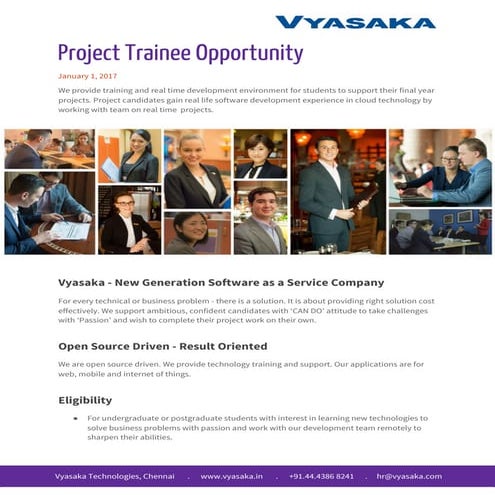 Vyasaka project trainee