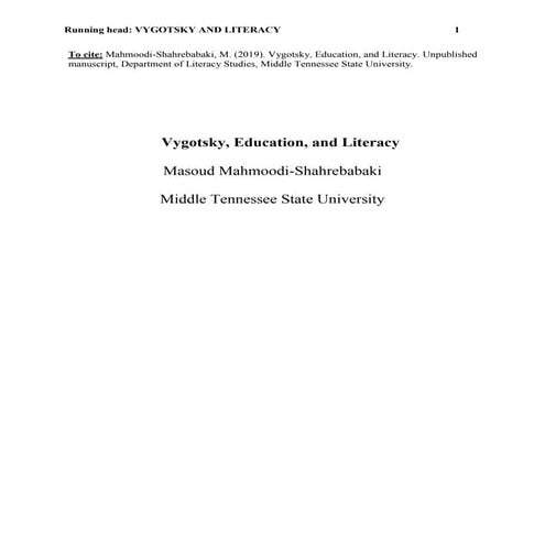 Vygotsky education literacy