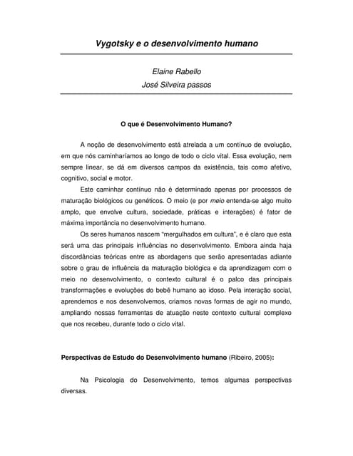 Vygotsky e o desenvolvimento humano