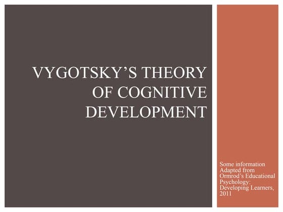 VYGOTSKY'S THEORY OF COGNITIVE DEVELOPMENT | PPT