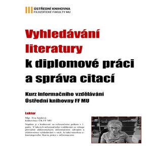 Vyhledávání literatury k diplomové ...