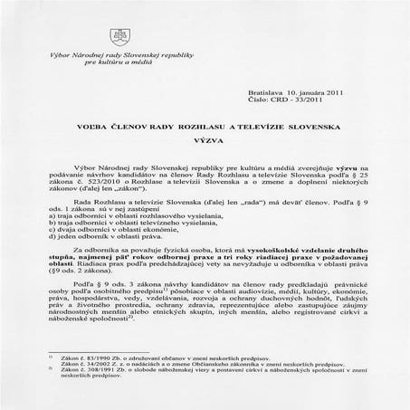 Výzva na členov rady RTVS