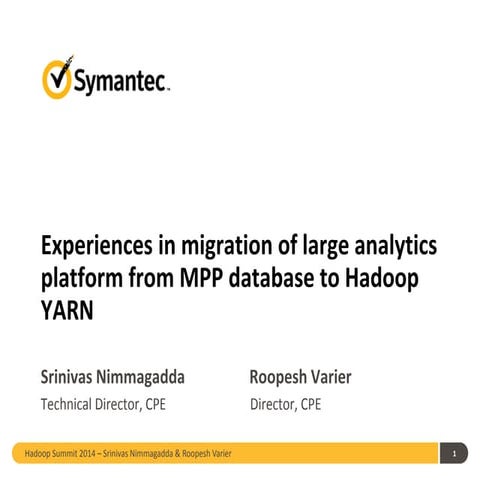 Lessons Learned from Migration of a Large-analytics Platform from MPP Databas...