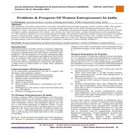 PROBLEMS AND PROSPECTS OF WOMEN ENTREPRENEURS IN TAMILNADU | PDF