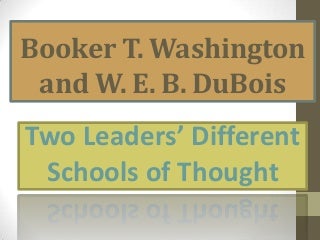 W. e. b. du bois and washington