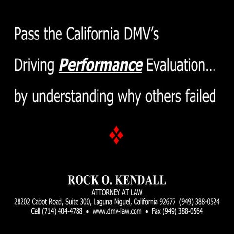 Pass the California DMV's Driver Performance Evaluation 4 20 09