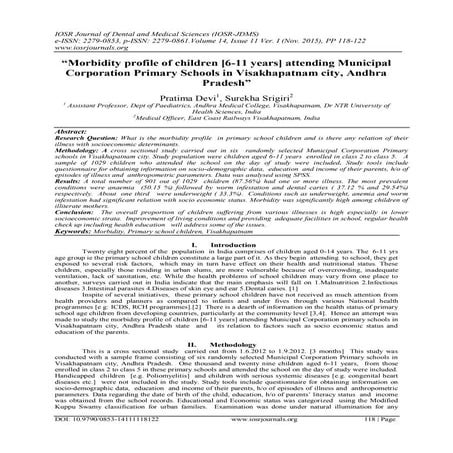 “Morbidity profile of children [6-11 years] attending Municipal Corporation P...