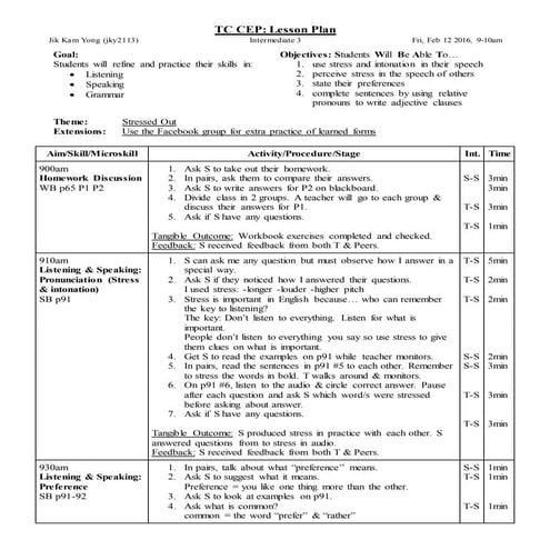 2016 Spring TC CEP I3 - W1D5 Lesson Plan