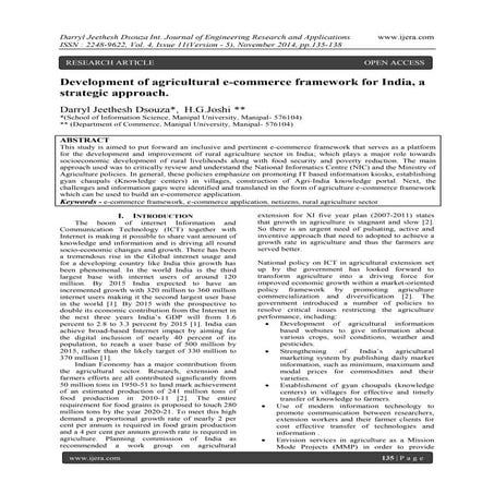 Development of agricultural e-commerce framework for India, a strategic appro...