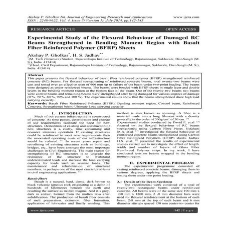 Experimental Study of the Flexural Behaviour of Damaged RC Beams Strengthened...