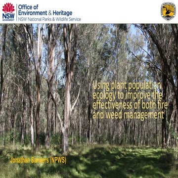 BushfireConf2017 - 29. Using plant population ecology to improve the effectiv...