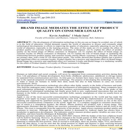 BRAND IMAGE MEDIATES THE EFFECT OF PRODUCT QUALITY ON CONSUMER LOYALTY ...