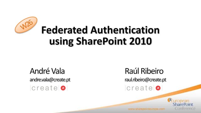 Federated Authentication in SharePoint 2010
