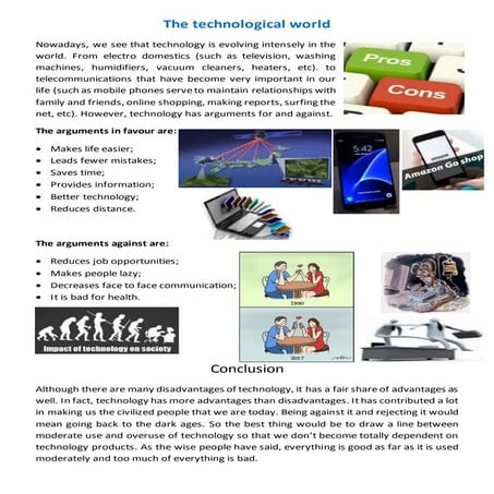 Trabalho sobre The technological world em Inglês. | DOCX