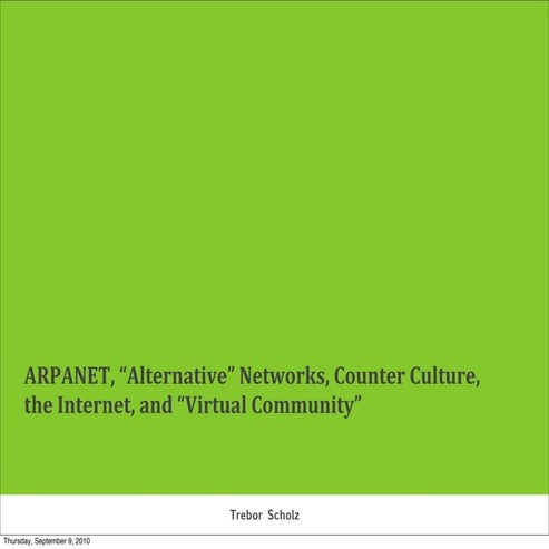From the Telegraph to ARPANET. “Alternative” Networks, Counter Culture, the I...