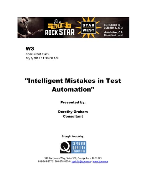 Intelligent Mistakes in Test Automation