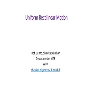 Understanding Uniform Rectilinear Motion: Concepts and Applications in ...