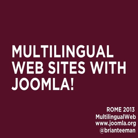Joomla 3 - The Multilingual Web