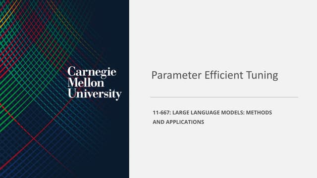 W4L2_11-667: LARGE LANGUAGE MODELS: METHODS AND APPLICATIONS - Parameter Effi...