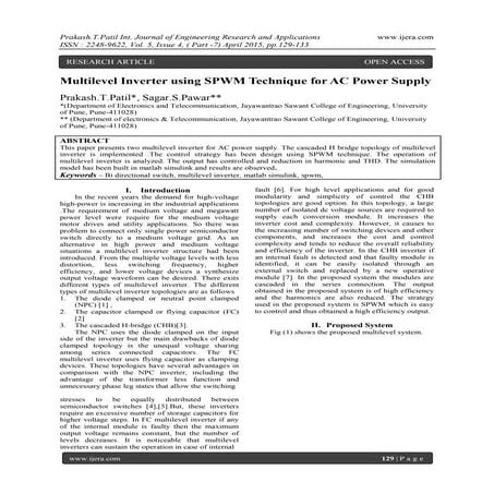 Multilevel Inverter using SPWM Technique for AC Power Supply