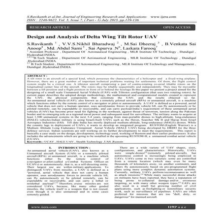 Design and Analysis of Delta Wing Tilt Rotor UAV