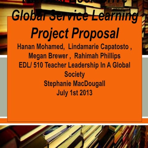 Proposal for a Global Learning Service Program/ National book drive