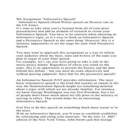 Informative Speech Assignment Doc