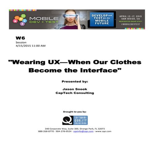Wearing UX—When Our Clothes Become the Interface