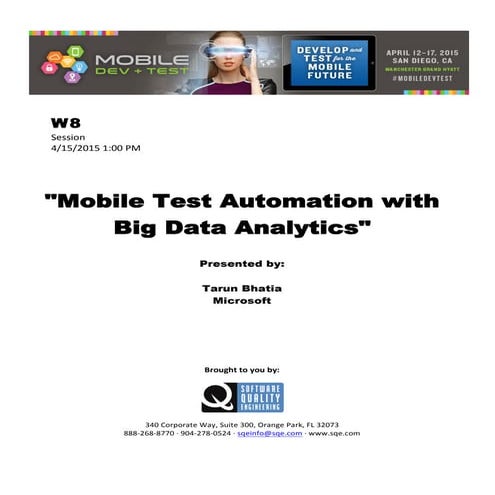 Mobile Test Automation with Big Data Analytics | PDF