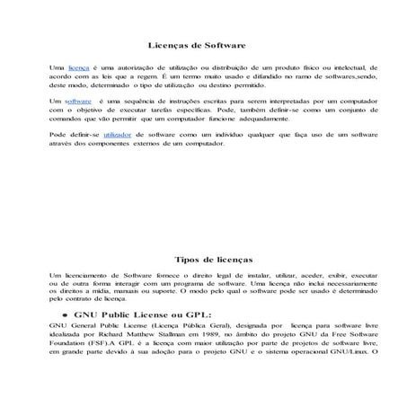 Licenças de software.