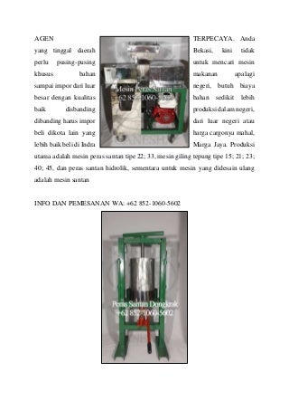 WA +62 852-1060-5602 Supplier Mesin Santan Terpakai Untuk Dijual Ganesha