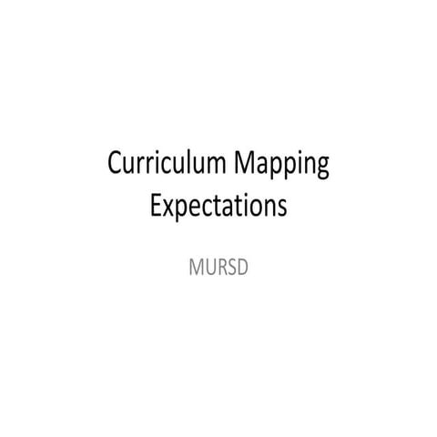 Curriculum mapping expectations ppt