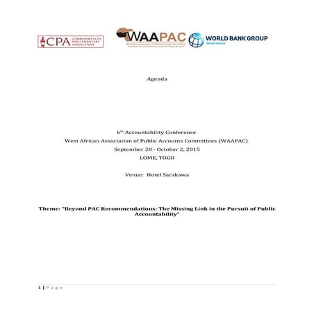 WAAPAC 6th Accountability Conference - Agenda