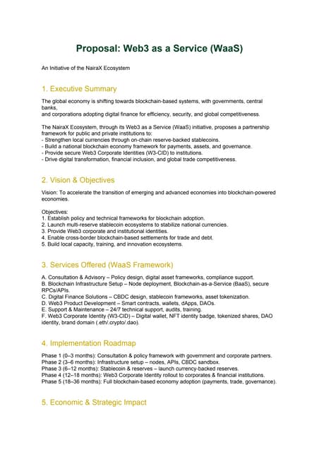 An Initiative of the NairaX : WaaS Proposal