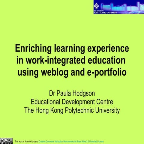 Enriching learning experience in work-integrated education through weblogs an...