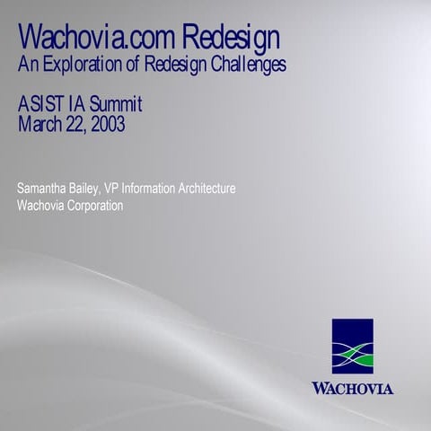Wachovia Redesign: An Exploration of Challenges 2003