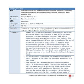 Wacky stories - Comminucative ESL G...