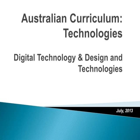 WA Curriculum Outline: Technologies