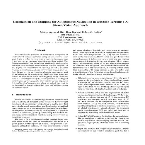 LocalizationandMappingforAutonomousNavigationin OutdoorTerrains: A StereoVisi...