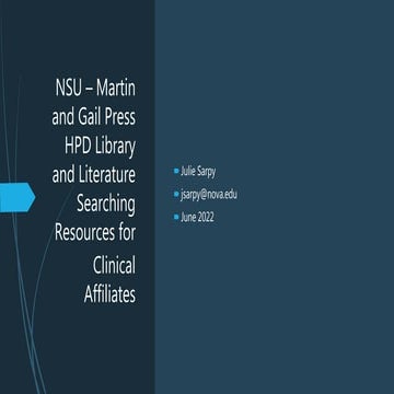 Wadford sarpy hpd literature searching resources for clinical affiliates and ...