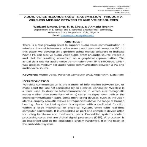AUDIO VOICE RECORDER AND TRANSMISSION THROUGH A WIRELESS MEDIUM BETWEEN PC AN...