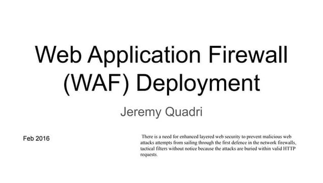 WAF Deployment proposal
