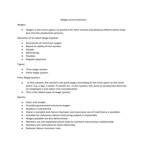 Wages and incentives