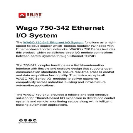 WAGO 750-342 I/O System | Ethernet TCP/IP Fieldbus Module