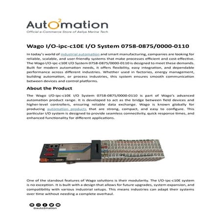 Wago IO-ipc-c10E IO System 0758-0875 0000-0110